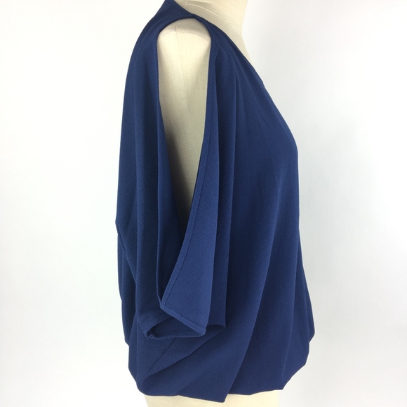 Iz Byer Cold Shoulder Navy Blue Top Sz Medium - Picture 3 of 8